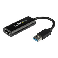 Produktbild för Startech USB 3.0 till HDMI-adapter - 1080p (1920x1200) - Tunn/kompakt USB Type-A till HDMI-skärmadapterkonverterare - Externt video- och grafikkort - Svart - Endast Windows - adapterkabel - HDMI / USB - TAA-kompatibel - 19 cm