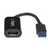 Produktbild för Startech USB 3.0 till HDMI-adapter - 1080p (1920x1200) - Tunn/kompakt USB Type-A till HDMI-skärmadapterkonverterare - Externt video- och grafikkort - Svart - Endast Windows - adapterkabel - HDMI / USB - TAA-kompatibel - 19 cm