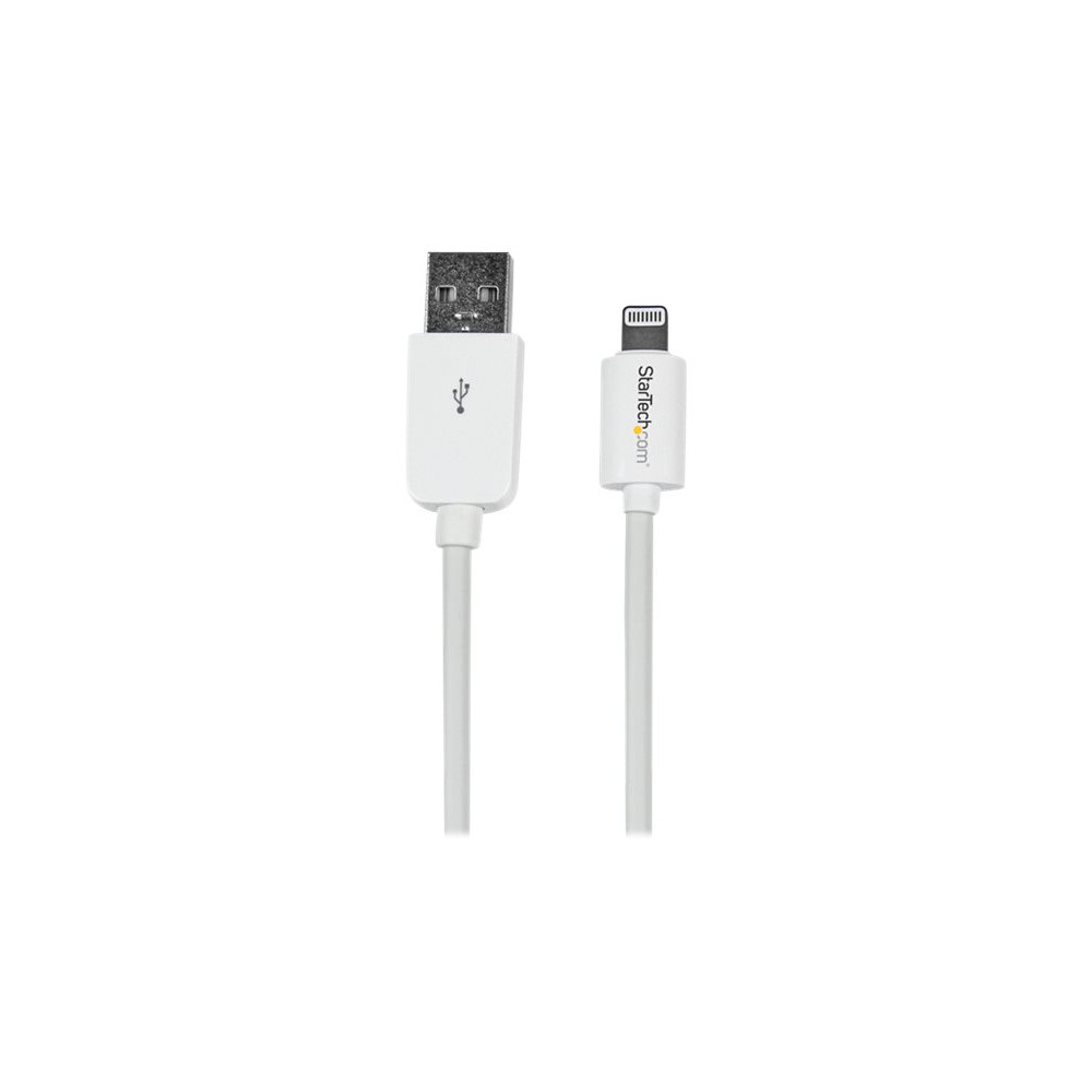 Produktbild för StarTech.com 3 m USB till Lightning-kabel - Lång iPhone/iPad/iPod-laddningskabel - Lightning till USB-kabel - Apple MFi-certifierad - Vit - Lightning-kabel - Lightning / USB - 3 m