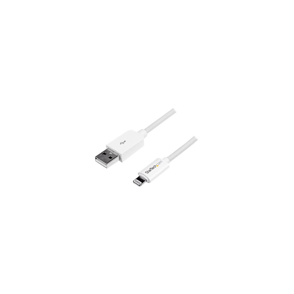 Produktbild för StarTech.com 3 m USB till Lightning-kabel - Lång iPhone/iPad/iPod-laddningskabel - Lightning till USB-kabel - Apple MFi-certifierad - Vit - Lightning-kabel - Lightning / USB - 3 m