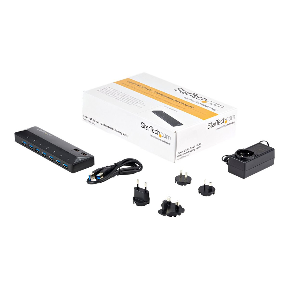 Produktbild för Startech USB 3.0-hub med 7 portar och dedicerade laddningsportar - 2x 2,4 A-portar - USB-växel - 7 portar