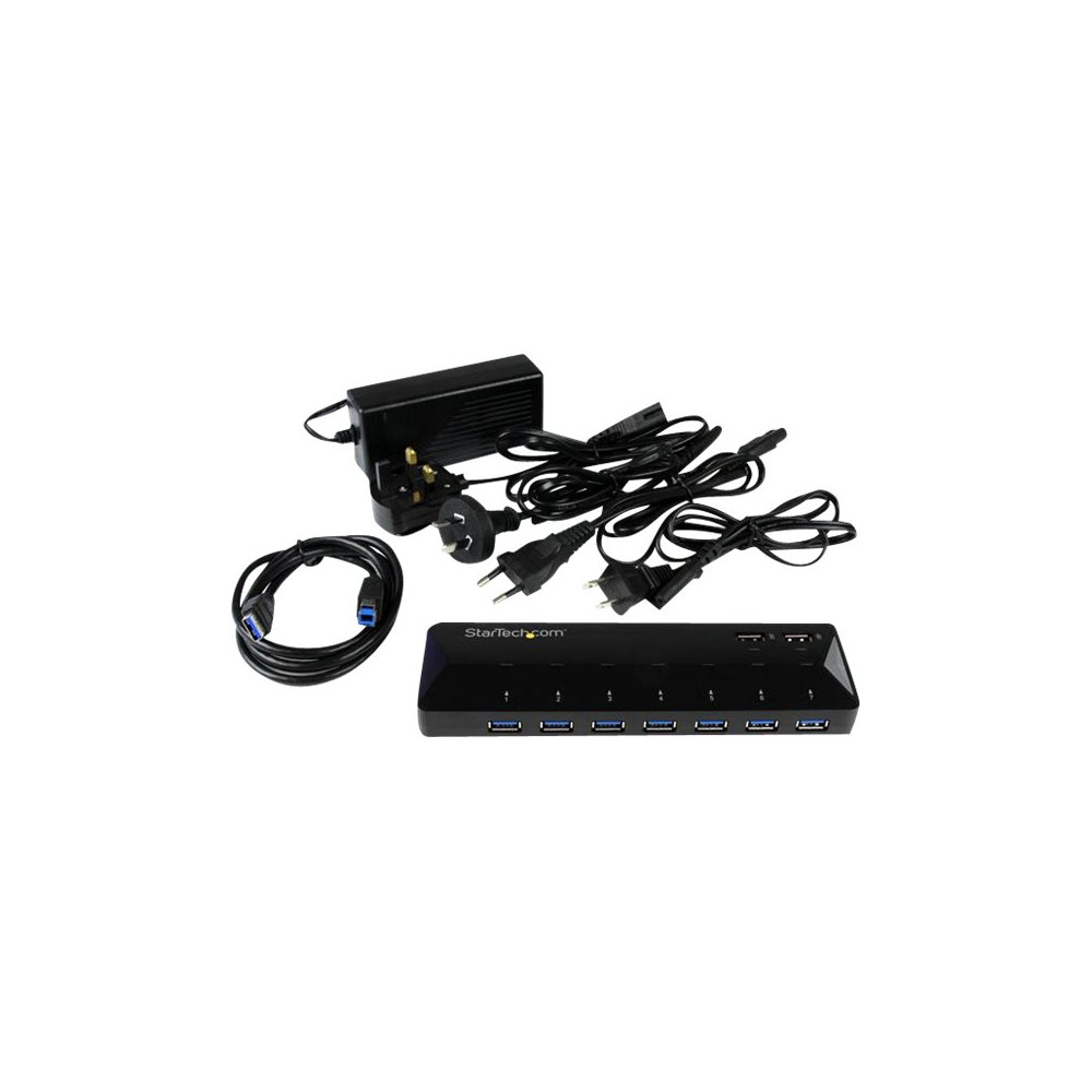 Produktbild för Startech USB 3.0-hub med 7 portar och dedicerade laddningsportar - 2x 2,4 A-portar - USB-växel - 7 portar