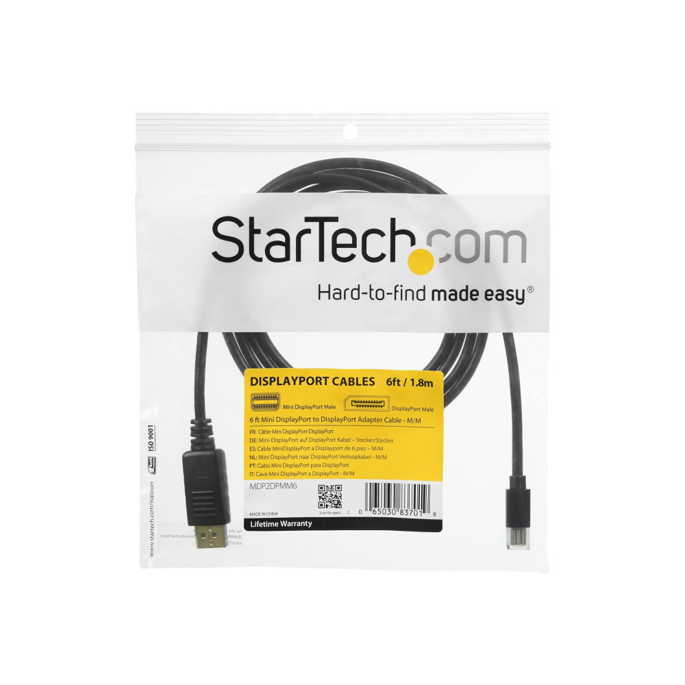 Produktbild för StarTech.com 3 m Mini DisplayPort till DisplayPort 1.2-kabeladapter M/M - DisplayPort 4k - DisplayPort-kabel - 3 m