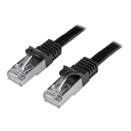 StarTech.com Startech 5m CAT6 Ethernet Cable, 10 Gigabit Shielded Snagless RJ45 100W PoE Patch Cord, CAT 6 10GbE SFTP Network Cable w/Strain Relief, Black, Wiring is UL Certified/TIA - Category 6 - 26AWG (N6SPAT5MBK) - patch-kabel - svart