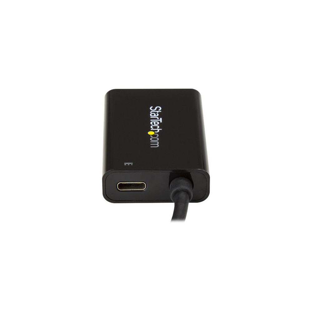 Produktbild för Startech USB C till HDMI 2.0-adapter med strömförsörjning ‒ videokonverterare USB Type-C till HDMI-skärm för 4K vid 60 Hz ‒ port som ger strömförsörjning på 60 W för direktladdning ‒ Thunderbolt 3-kompatibel ‒ svart - videokort - HDMI / USB