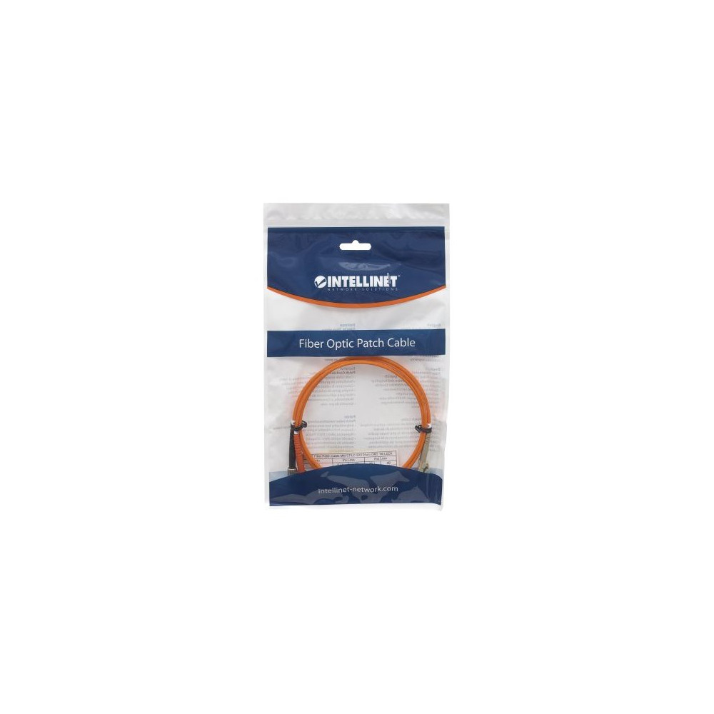 Produktbild för Intellinet Fiber Optic Patch Cable, OM2, LC/ST, 2m, Orange, Duplex, Multimode, 50/125 µm, LSZH, Fibre, Lifetime Warranty, Polybag - patch-kabel - 2 m