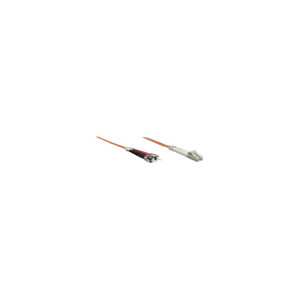 Produktbild för Intellinet Fiber Optic Patch Cable, OM1, LC/ST, 1m, Orange, Duplex, Multimode, 62.5/125 µm, LSZH, Fibre, Lifetime Warranty, Polybag - patch-kabel - 1 m - orange