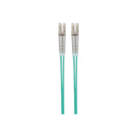 Produktbild för Intellinet Fiber Optic Patch Cable, OM3, LC/LC, 1m, Aqua, Duplex, Multimode, 50/125 µm, LSZH, Fibre, Lifetime Warranty, Polybag - patch-kabel - 1 m - havsblå