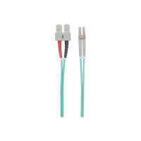 Produktbild för Intellinet Fiber Optic Patch Cable, OM3, LC/SC, 2m, Aqua, Duplex, Multimode, 50/125 µm, LSZH, Fibre, Lifetime Warranty, Polybag - patch-kabel - 2 m - havsblå