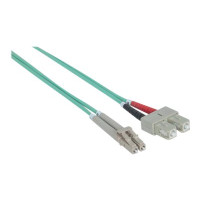 Produktbild för Intellinet Fiber Optic Patch Cable, OM3, LC/SC, 2m, Aqua, Duplex, Multimode, 50/125 µm, LSZH, Fibre, Lifetime Warranty, Polybag - patch-kabel - 2 m - havsblå