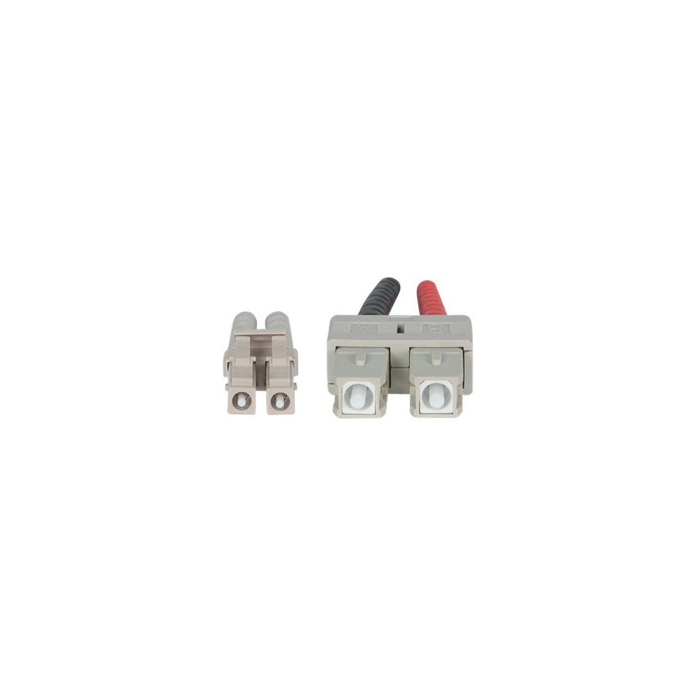 Produktbild för Intellinet Fiber Optic Patch Cable, OM3, LC/SC, 2m, Aqua, Duplex, Multimode, 50/125 µm, LSZH, Fibre, Lifetime Warranty, Polybag - patch-kabel - 2 m - havsblå