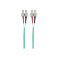 Produktbild för Intellinet Fiber Optic Patch Cable, OM3, SC/SC, 1m, Aqua, Duplex, Multimode, 50/125 µm, LSZH, Fibre, Lifetime Warranty, Polybag - patch-kabel - 1 m - havsblå