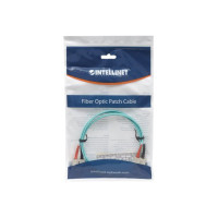 Produktbild för Intellinet Fiber Optic Patch Cable, OM3, SC/SC, 1m, Aqua, Duplex, Multimode, 50/125 µm, LSZH, Fibre, Lifetime Warranty, Polybag - patch-kabel - 1 m - havsblå