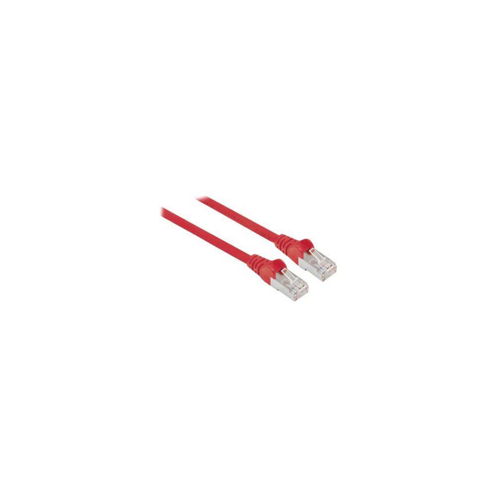 Produktbild för Intellinet Network Patch Cable, Cat6, 0.5m, Red, Copper, S/FTP, LSOH / LSZH, PVC, RJ45, Gold Plated Contacts, Snagless, Booted, Lifetime Warranty, Polybag - patch-kabel - 50 cm - röd