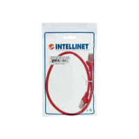Produktbild för Intellinet Network Patch Cable, Cat6, 0.5m, Red, Copper, S/FTP, LSOH / LSZH, PVC, RJ45, Gold Plated Contacts, Snagless, Booted, Lifetime Warranty, Polybag - patch-kabel - 50 cm - röd