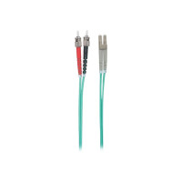 Produktbild för Intellinet Fiber Optic Patch Cable, OM3, ST/LC, 5m, Aqua, Duplex, Multimode, 50/125 µm, LSZH, Fibre, Lifetime Warranty, Polybag - patch-kabel - 5 m - havsblå