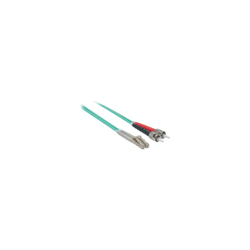 Produktbild för Intellinet Fiber Optic Patch Cable, OM3, ST/LC, 5m, Aqua, Duplex, Multimode, 50/125 µm, LSZH, Fibre, Lifetime Warranty, Polybag - patch-kabel - 5 m - havsblå