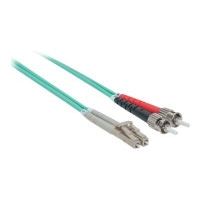 Produktbild för Intellinet Fiber Optic Patch Cable, OM3, ST/LC, 5m, Aqua, Duplex, Multimode, 50/125 µm, LSZH, Fibre, Lifetime Warranty, Polybag - patch-kabel - 5 m - havsblå