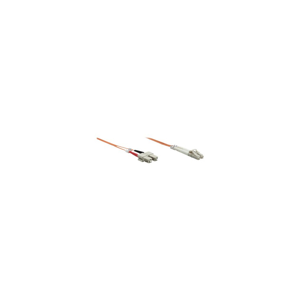Produktbild för Intellinet Fiber Optic Patch Cable, OM2, LC/SC, 1m, Orange, Duplex, Multimode, 50/125 µm, LSZH, Fibre, Lifetime Warranty, Polybag - patch-kabel - 1 m