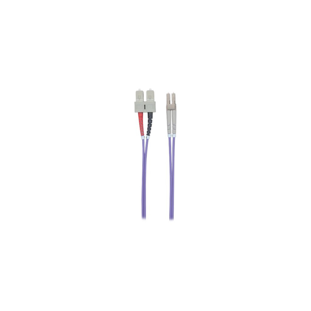 Produktbild för Intellinet Fiber Optic Patch Cable, OM4, LC/SC, 2m, Violet, Duplex, Multimode, 50/125 µm, LSZH, Fibre, Lifetime Warranty, Polybag - patch-kabel - 2 m - violett