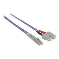 Produktbild för Intellinet Fiber Optic Patch Cable, OM4, LC/SC, 2m, Violet, Duplex, Multimode, 50/125 µm, LSZH, Fibre, Lifetime Warranty, Polybag - patch-kabel - 2 m - violett
