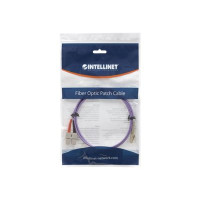 Produktbild för Intellinet Fiber Optic Patch Cable, OM4, LC/SC, 2m, Violet, Duplex, Multimode, 50/125 µm, LSZH, Fibre, Lifetime Warranty, Polybag - patch-kabel - 2 m - violett