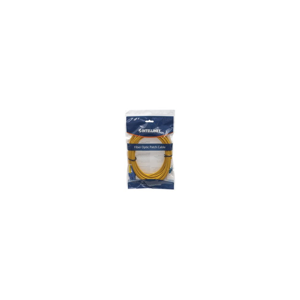 Produktbild för Intellinet Fiber Optic Patch Cable, OS2, LC/SC, 1m, Yellow, Duplex, Single-Mode, 9/125 µm, LSZH, Fibre, Lifetime Warranty, Polybag - patch-kabel - 1 m - gul