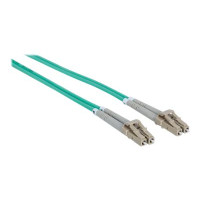 Produktbild för Intellinet Fiber Optic Patch Cable, OM3, LC/LC, 3m, Aqua, Duplex, Multimode, 50/125 µm, LSZH, Fibre, Lifetime Warranty, Polybag - patch-kabel - 3 m - havsblå