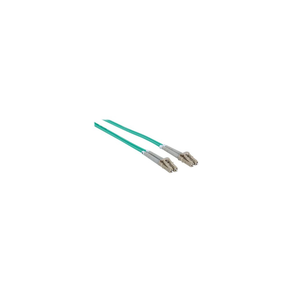 Produktbild för Intellinet Fiber Optic Patch Cable, OM3, LC/LC, 5m, Aqua, Duplex, Multimode, 50/125 µm, LSZH, Fibre, Lifetime Warranty, Polybag - patch-kabel - 5 m - havsblå