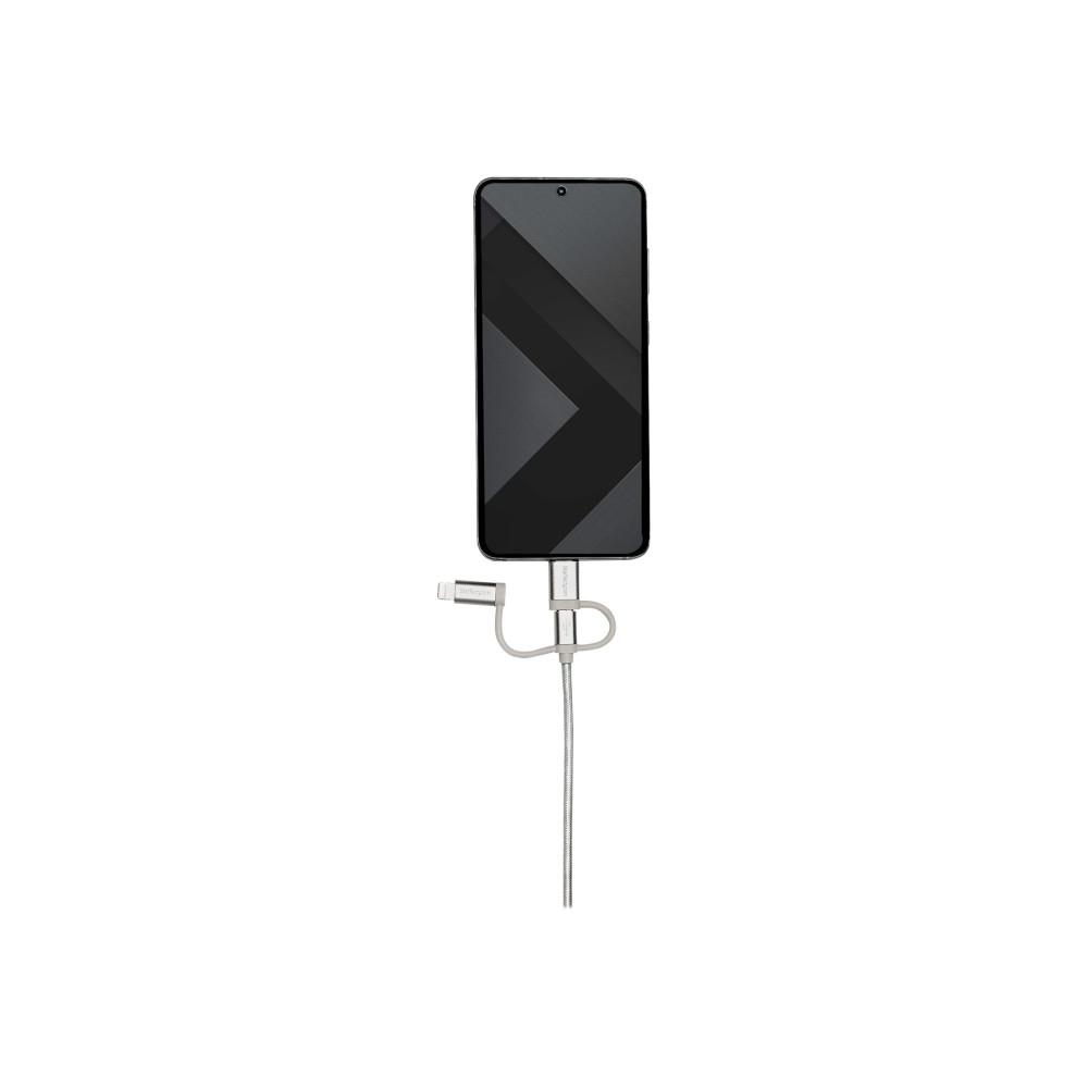 Produktbild för StarTech.com 1 m USB-multiladdningskabel - USB till Micro-USB eller USB-C eller Lightning för iPhone/ iPad/iPod/Android - Apple MFi-certifierad - 3 i 1 USB-laddare - Vävd - USB-kabel - 1 m