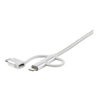 Produktbild för StarTech.com 1 m USB-multiladdningskabel - USB till Micro-USB eller USB-C eller Lightning för iPhone/ iPad/iPod/Android - Apple MFi-certifierad - 3 i 1 USB-laddare - Vävd - USB-kabel - 1 m