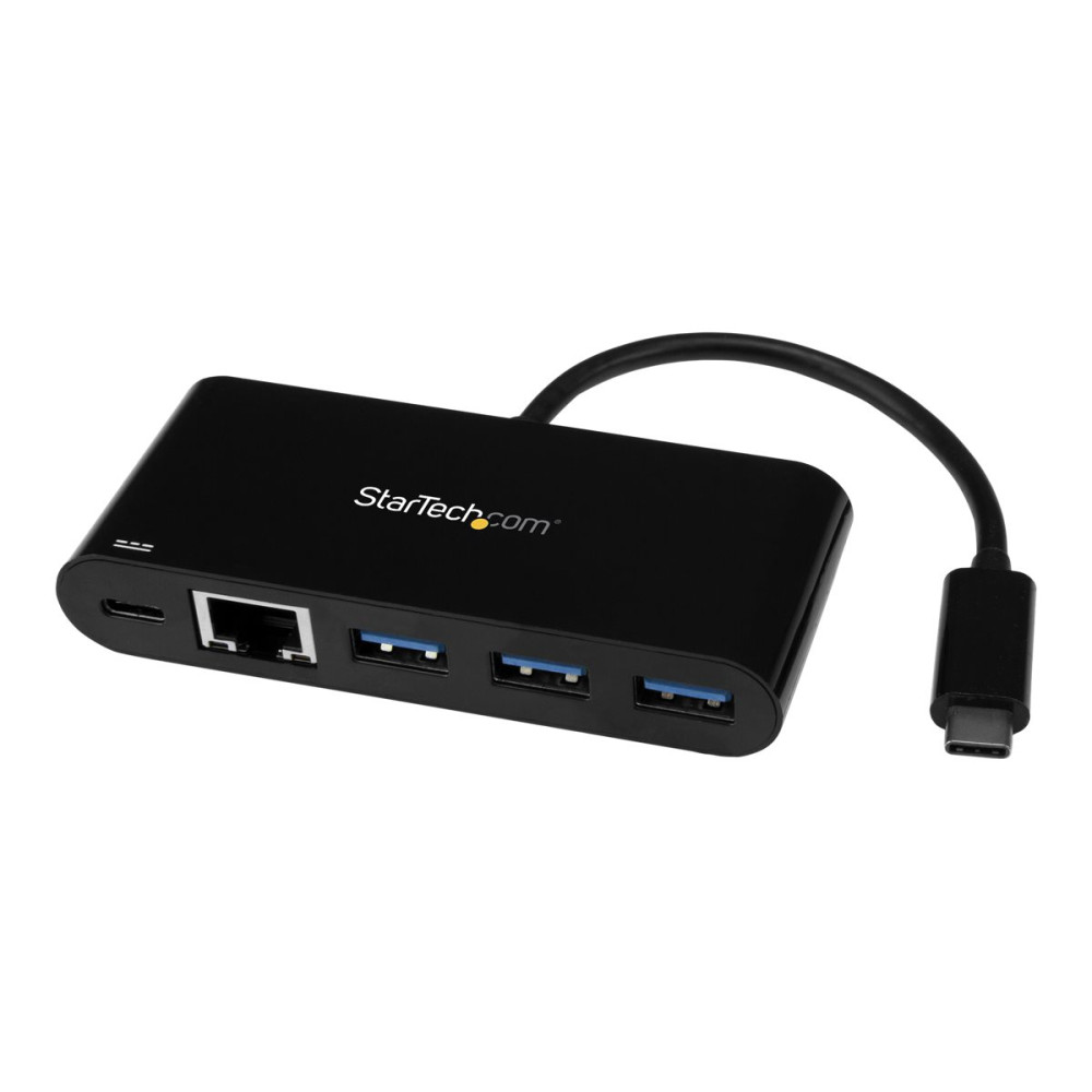 Produktbild för Startech USB-C till Ethernet-adapter med USB 3.0-hubb med 3 portar och Power Delivery - nätverksadapter - USB-C - Gigabit Ethernet