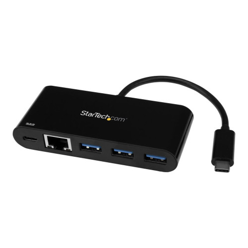 StarTech.com Startech USB-C till Ethernet-adapter med USB 3.0-hubb med 3 portar och Power Delivery - nätverksadapter - USB-C - Gigabit Ethernet