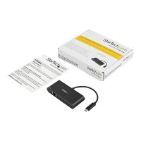 Produktbild för Startech USB-C till Ethernet-adapter med USB 3.0-hubb med 3 portar och Power Delivery - nätverksadapter - USB-C - Gigabit Ethernet