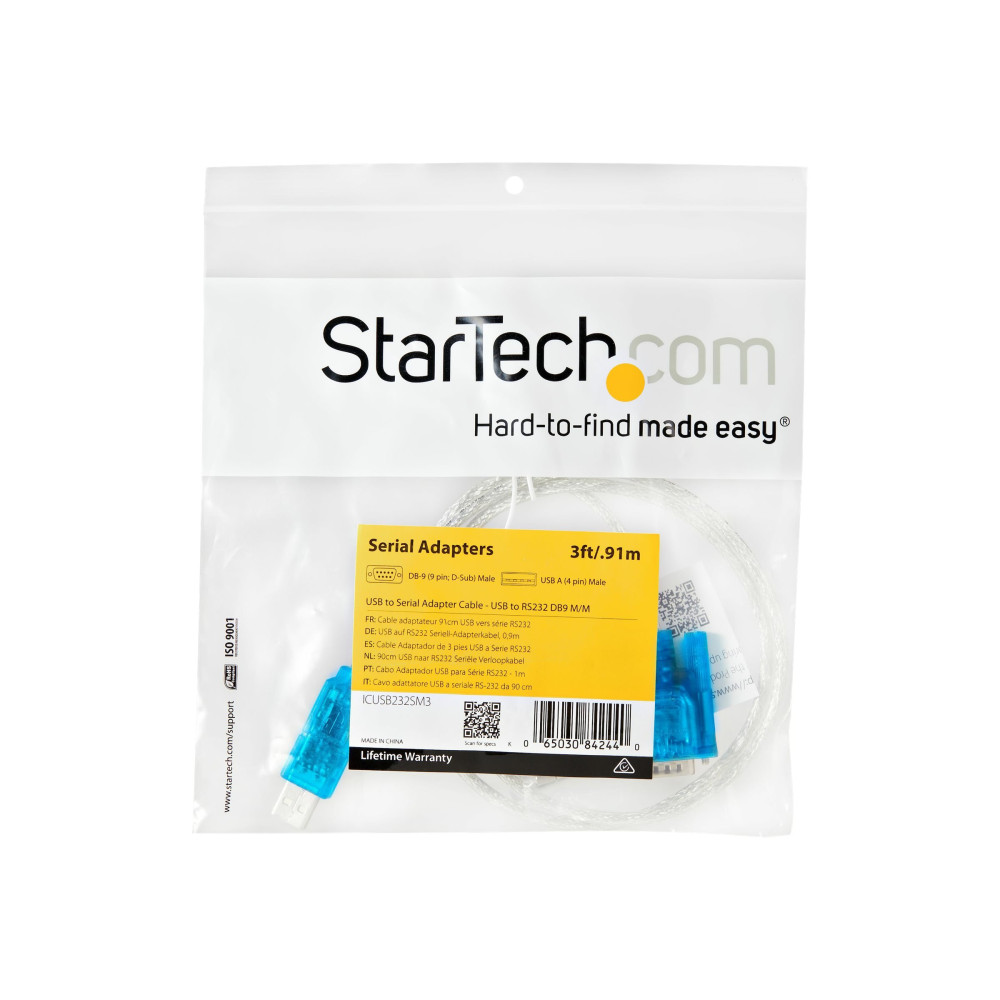 Produktbild för StarTech.com 91 cm USB till RS232 DB9 seriell kabeladapter – M/M - seriell adapter - USB 2.0 - RS-232