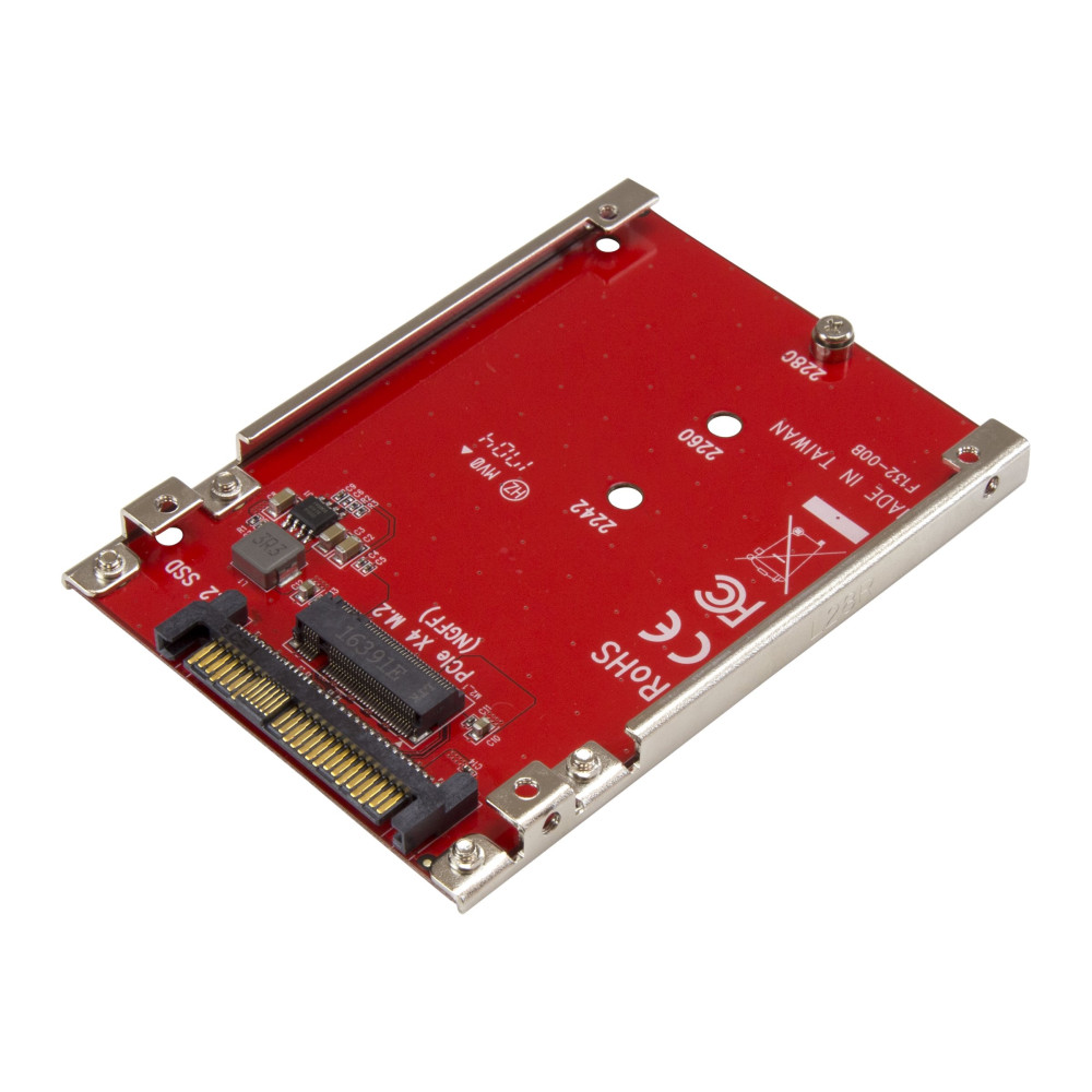 Produktbild för StarTech.com M.2 till U.2-adapter - För M.2 PCIe NVMe SSD-enheter - PCIe M.2-enhet till 2,5-tums U.2 (SFF-8639) värdadapter - M2 SSD-konverterare, röd - gränssnittsadapter - M.2 Card - U.2