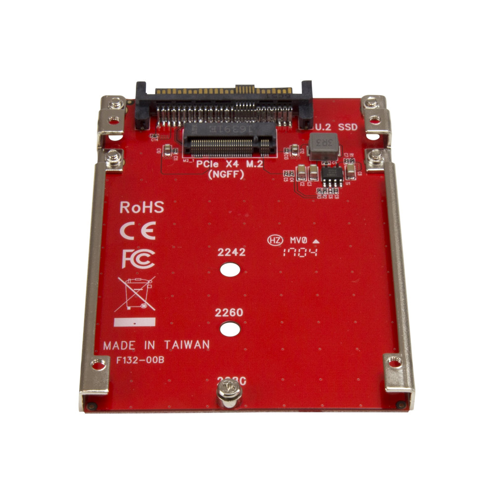 Produktbild för StarTech.com M.2 till U.2-adapter - För M.2 PCIe NVMe SSD-enheter - PCIe M.2-enhet till 2,5-tums U.2 (SFF-8639) värdadapter - M2 SSD-konverterare, röd - gränssnittsadapter - M.2 Card - U.2