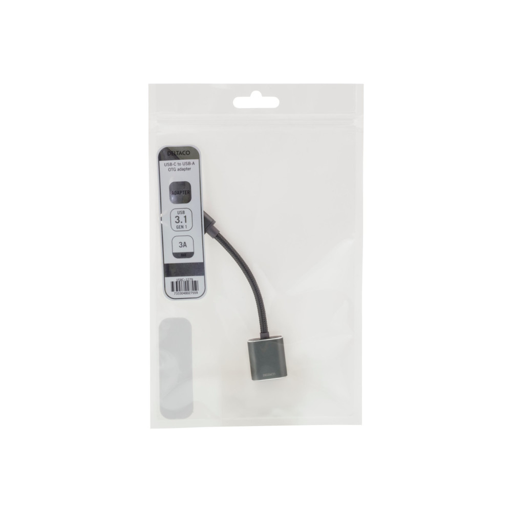 Produktbild för DELTACO - USB typ C-adapter - 24 pin USB-C till USB typ A - 11 cm