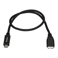 Produktbild för StarTech USB C to Micro USB Cable 0.5m - USB 3.1 Type C to Micro USB Type B Cable - Micro USB 3.1 to USB-C - Thunderbolt 3 Compatible (USB31CUB50CM) - USB typ C-kabel - USB-C till Micro-USB typ B - 50 cm