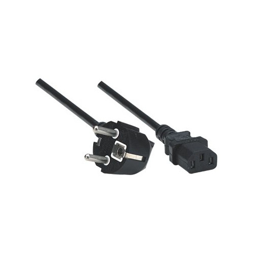 Manhattan Manhattan Power Cord/Cable, Euro 2-pin plug (CEE 7/4) to C13 Female (kettle lead), 1.8m, 16A, Black, Lifetime Warranty, Polybag - strömkabel - power CEE 7/7 till power IEC 60320 C13 - 1.8 m