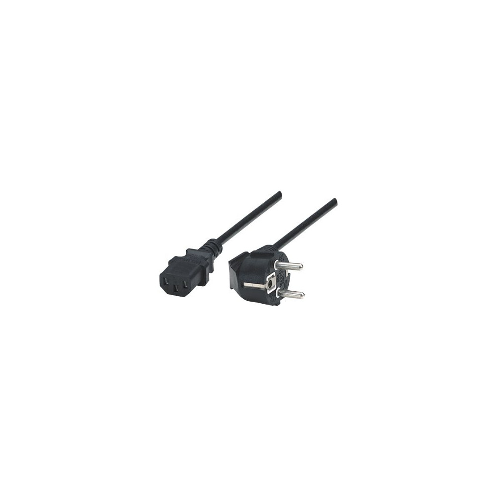 Produktbild för Manhattan Power Cord/Cable, Euro 2-pin plug (CEE 7/4) to C13 Female (kettle lead), 1.8m, 16A, Black, Lifetime Warranty, Polybag - strömkabel - power CEE 7/7 till power IEC 60320 C13 - 1.8 m