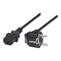 Produktbild för Manhattan Power Cord/Cable, Euro 2-pin plug (CEE 7/4) to C13 Female (kettle lead), 1.8m, 16A, Black, Lifetime Warranty, Polybag - strömkabel - power CEE 7/7 till power IEC 60320 C13 - 1.8 m