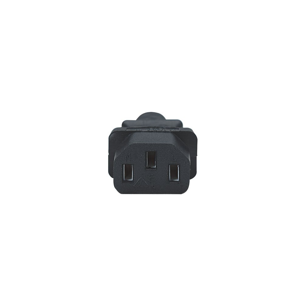 Produktbild för Manhattan Power Cord/Cable, Euro 2-pin plug (CEE 7/4) to C13 Female (kettle lead), 1.8m, 16A, Black, Lifetime Warranty, Polybag - strömkabel - power CEE 7/7 till power IEC 60320 C13 - 1.8 m