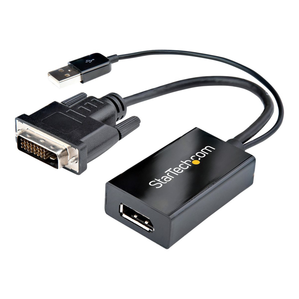 Produktbild för StarTech DVI till DisplayPort-adapter med USB-ström - 1920 x 1200 - videokort - DVI-D till DisplayPort
