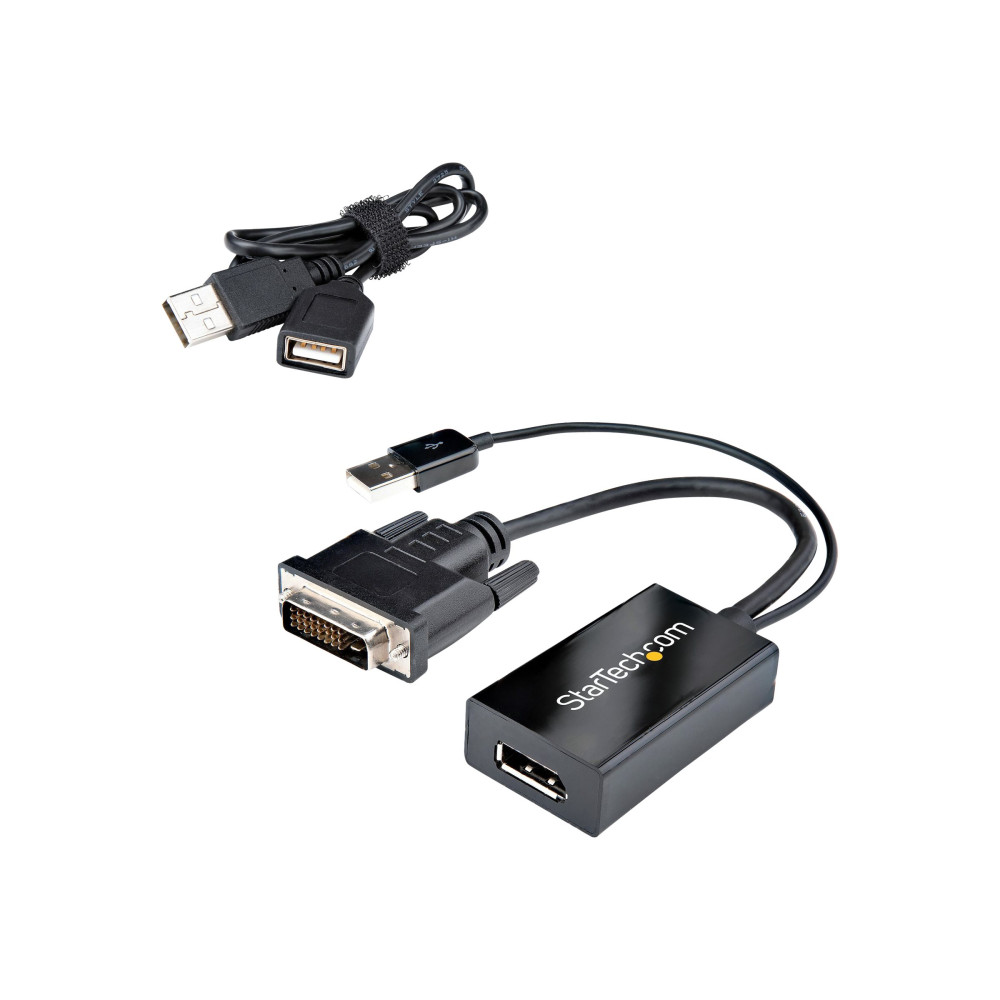 Produktbild för StarTech DVI till DisplayPort-adapter med USB-ström - 1920 x 1200 - videokort - DVI-D till DisplayPort