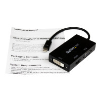 Produktbild för Startech A/V-reseadapter: 3-i-1 Mini DisplayPort till VGA-, DVI- eller HDMI-konverterare - videokort - Mini DisplayPort / HDMI / DVI / VGA - 27 cm