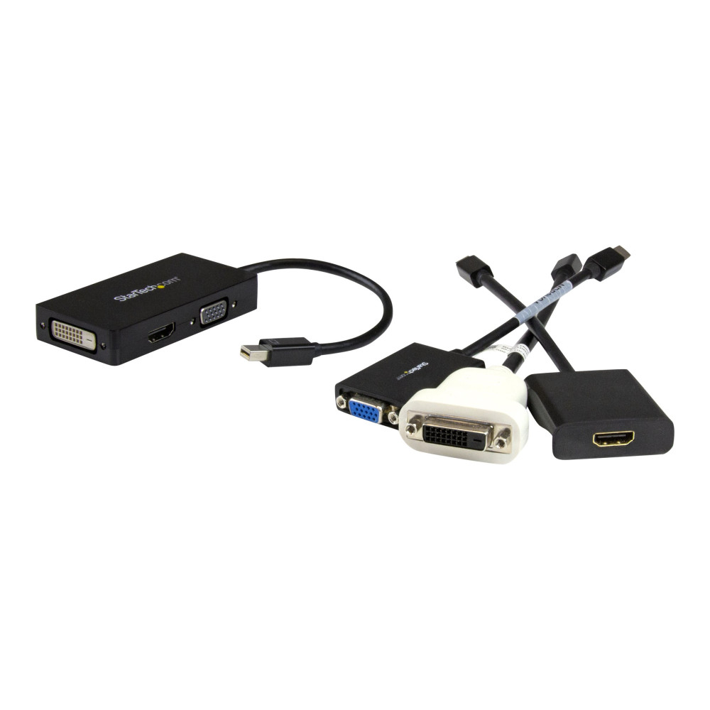 Produktbild för Startech A/V-reseadapter: 3-i-1 Mini DisplayPort till VGA-, DVI- eller HDMI-konverterare - videokort - Mini DisplayPort / HDMI / DVI / VGA - 27 cm