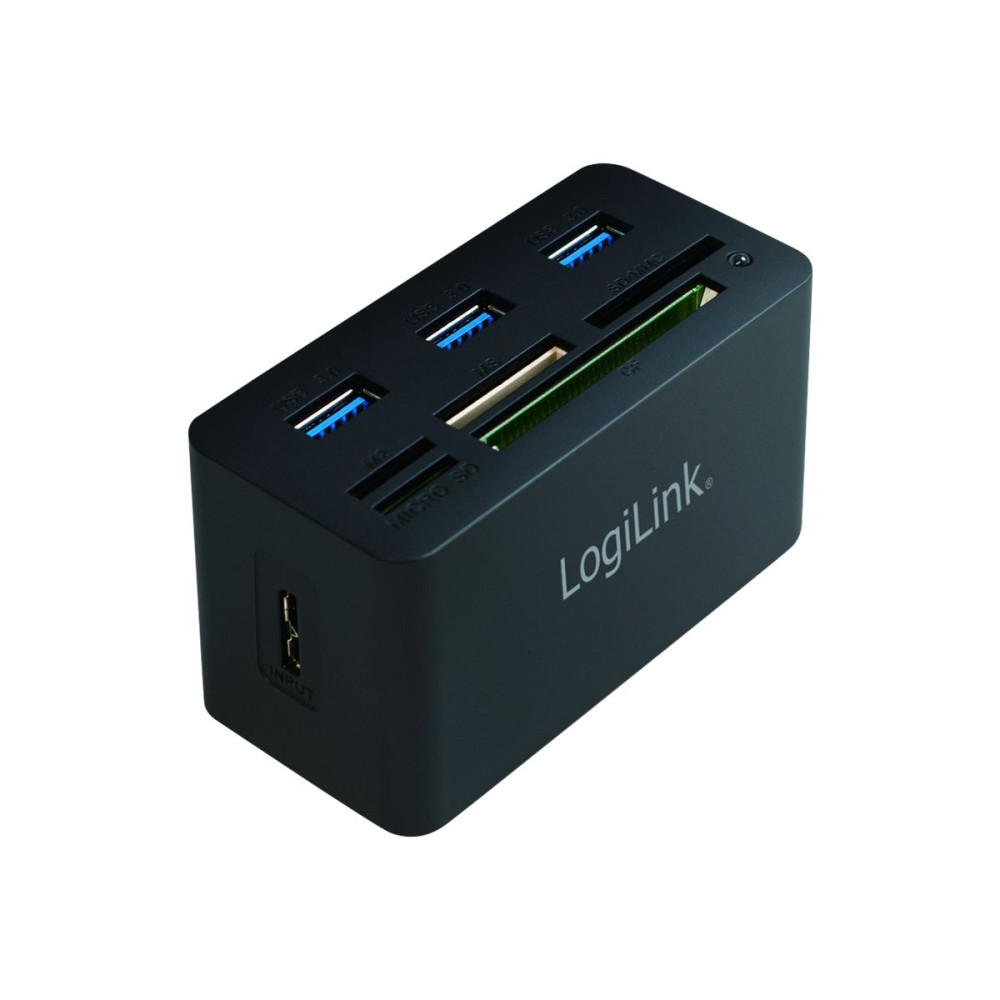 Produktbild för LogiLink USB 3.0 Hub with All-in-One Card Reader - hubb - 3 portar