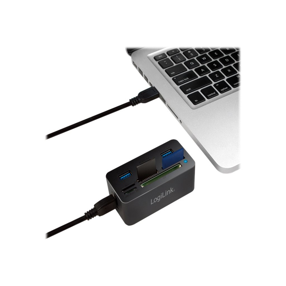Produktbild för LogiLink USB 3.0 Hub with All-in-One Card Reader - hubb - 3 portar