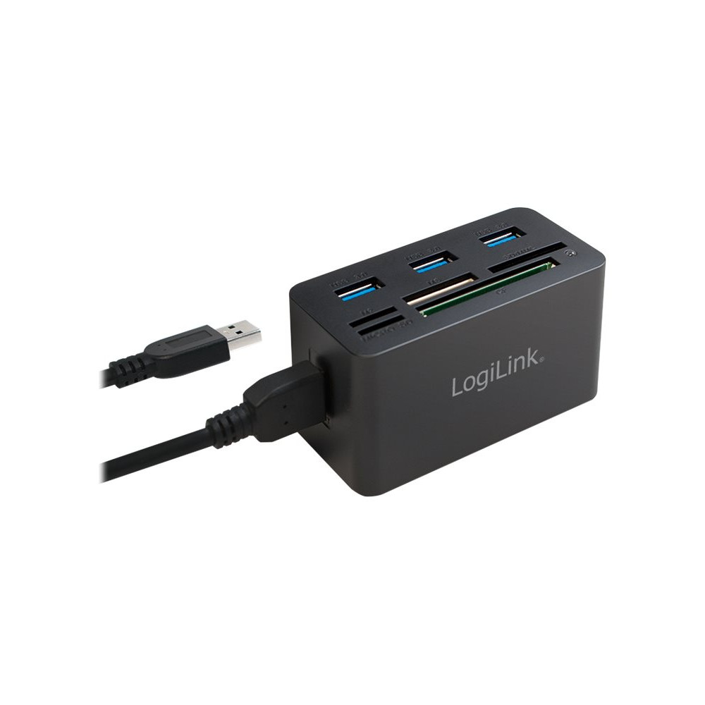 Produktbild för LogiLink USB 3.0 Hub with All-in-One Card Reader - hubb - 3 portar